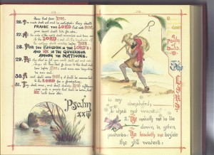 Illuminated text of Psalm 23